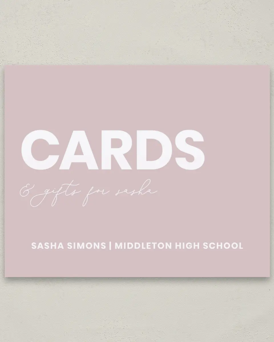 This is a 8" x 10" Cards & Gifts Grad Sign called Caps Off to You printed in full color