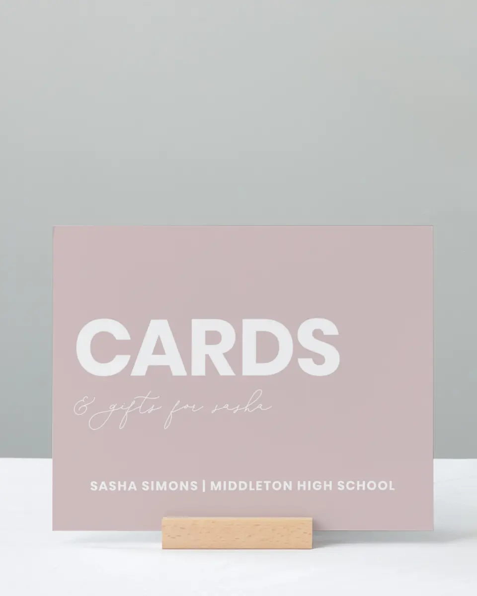 This is a 8" x 10" Cards & Gifts Grad Sign called Caps Off to You printed in full color