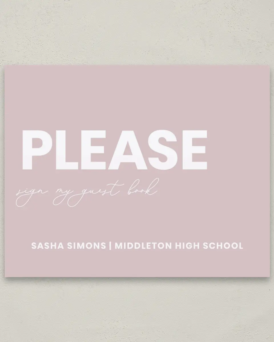 This is a 8" x 10" Guestbook Grad Sign called Caps Off to You printed in full color