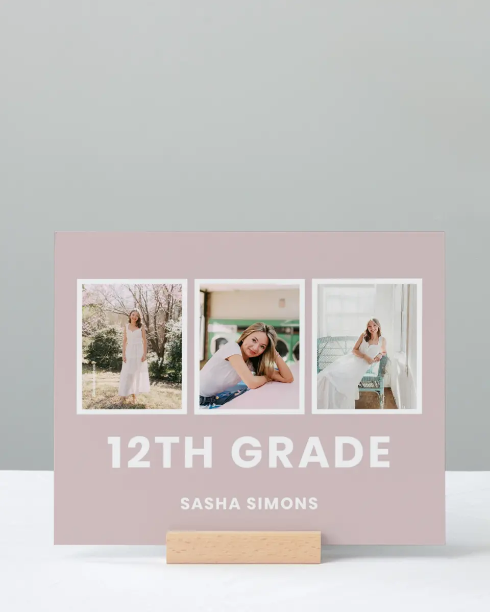 This is a 8" x 10" Photo Grad Sign called Caps Off to You printed in full color with Gold foil