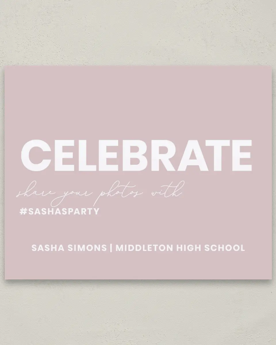This is a 8" x 10" Let's Celebrate & Snap a Photo Grad Sign called Caps Off to You printed in full color