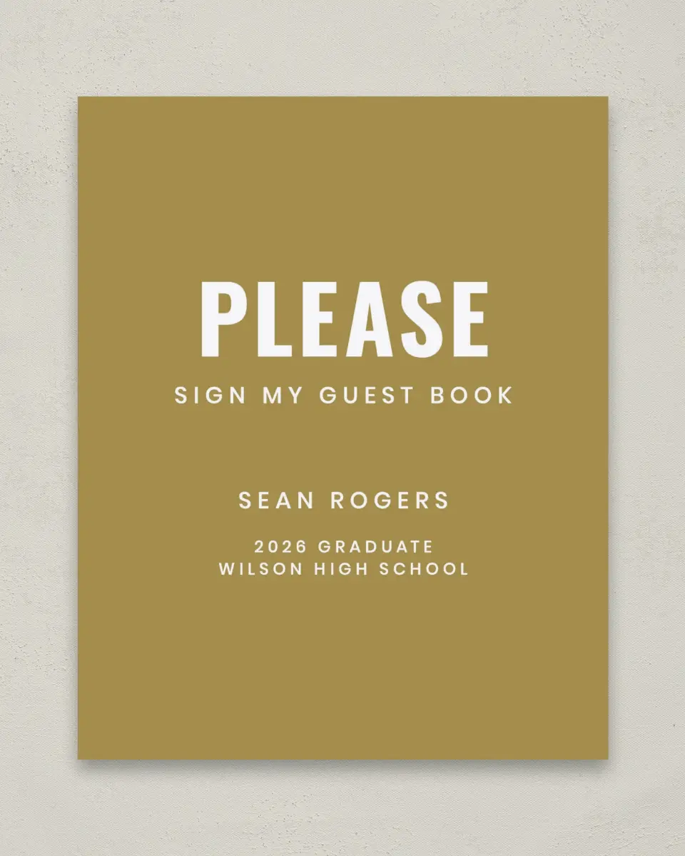 This is a 8" x 10" Guestbook Grad Sign called Final Stretch printed in full color