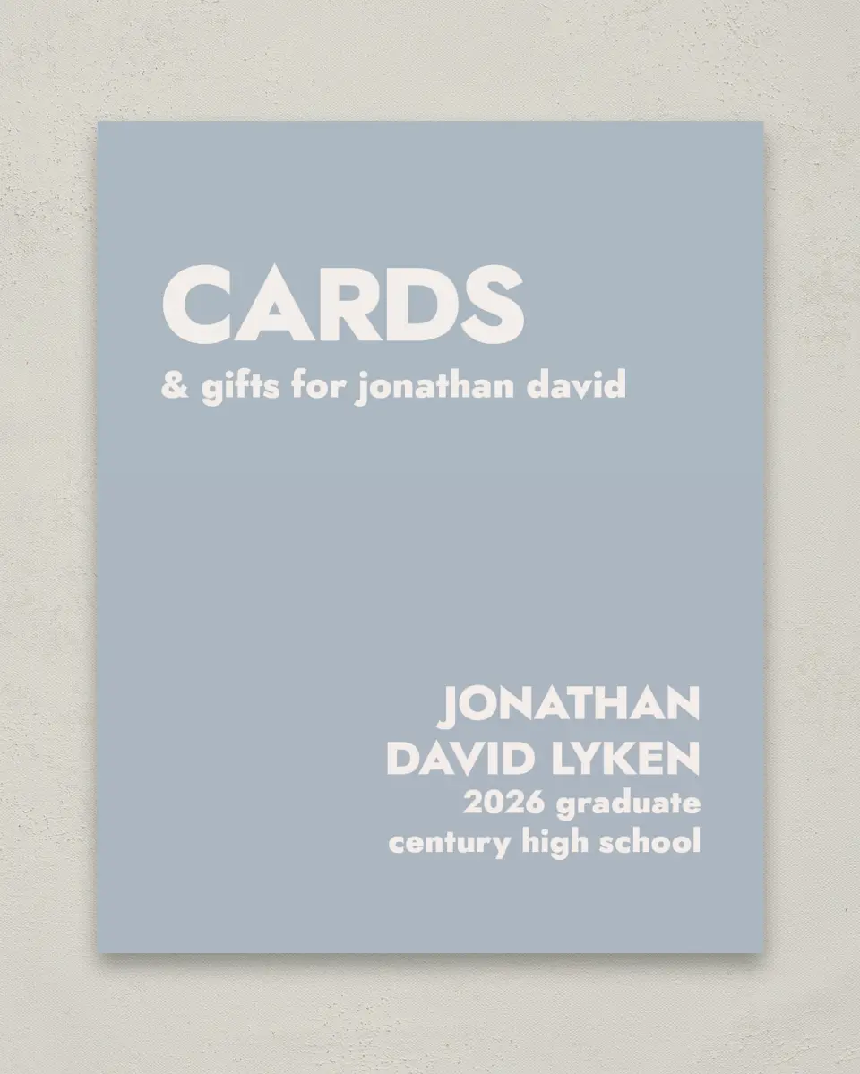 This is a 8" x 10" Cards & Gifts Grad Sign called Changing Chapters printed in full color with Gold foil