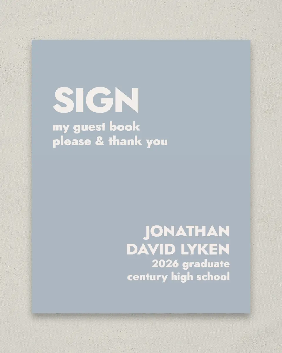 This is a 8" x 10" Guestbook Grad Sign called Changing Chapters printed in full color with Gold foil
