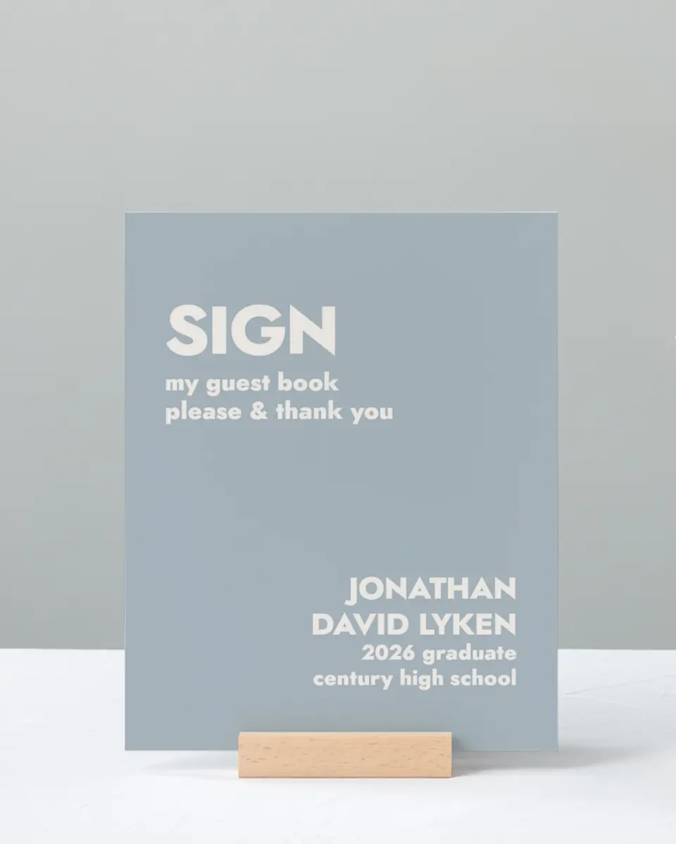 This is a 8" x 10" Guestbook Grad Sign called Changing Chapters printed in full color