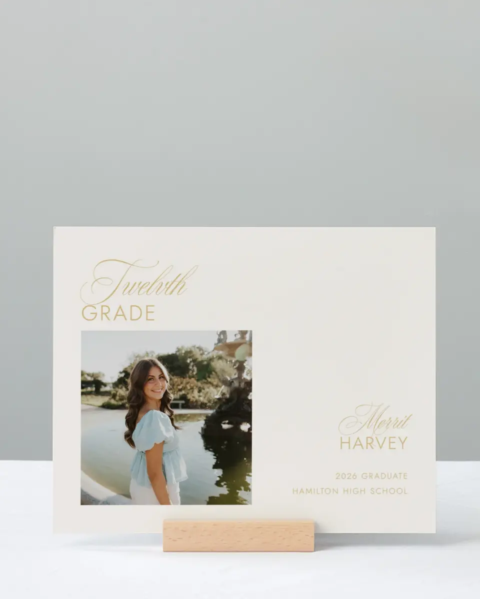 This is a 8" x 10" Photo Grad Sign called Stay Golden printed in full color
