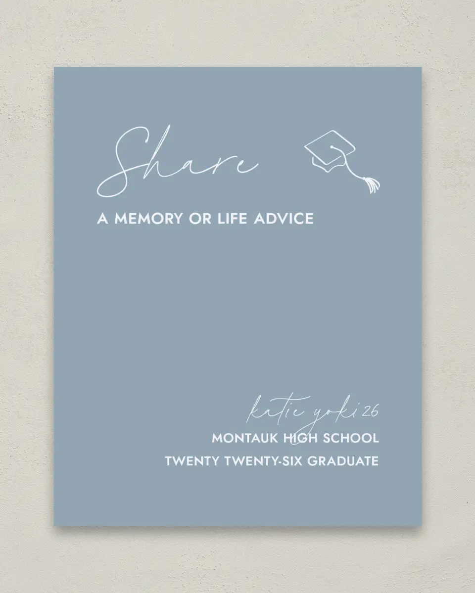 This is a 8" x 10" Memory & Advice Grad Sign called Terrific Tassel printed in full color
