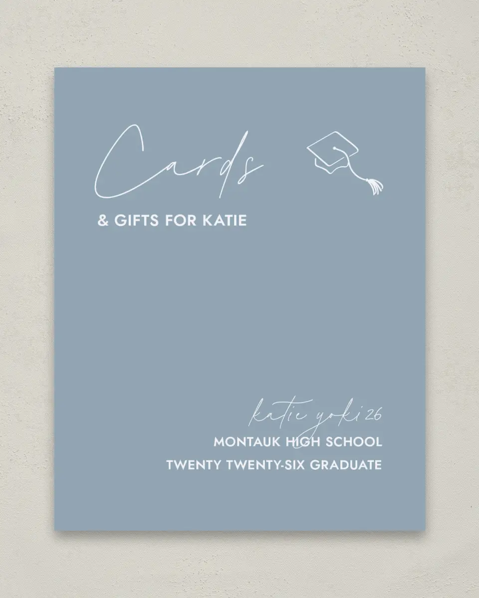 This is a 8" x 10" Cards & Gifts Grad Sign called Terrific Tassel printed in full color