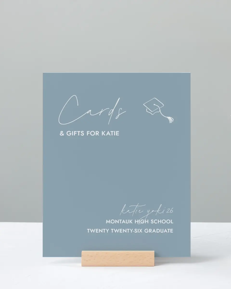 This is a 8" x 10" Cards & Gifts Grad Sign called Terrific Tassel printed in full color