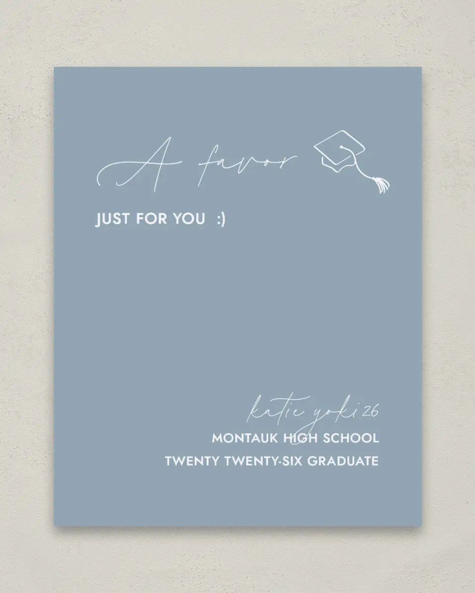 This is a 8" x 10" Take a Favor Grad Sign called Terrific Tassel printed in full color