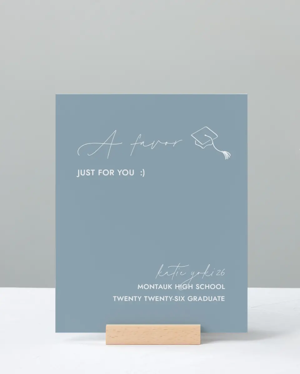 This is a 8" x 10" Take a Favor Grad Sign called Terrific Tassel printed in full color
