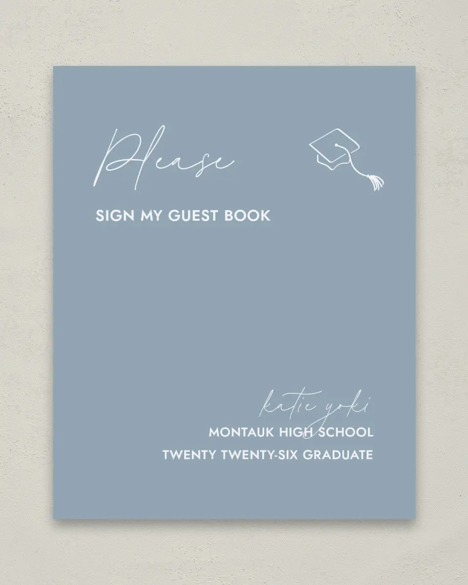 This is a 8" x 10" Guestbook Grad Sign called Terrific Tassel printed in full color
