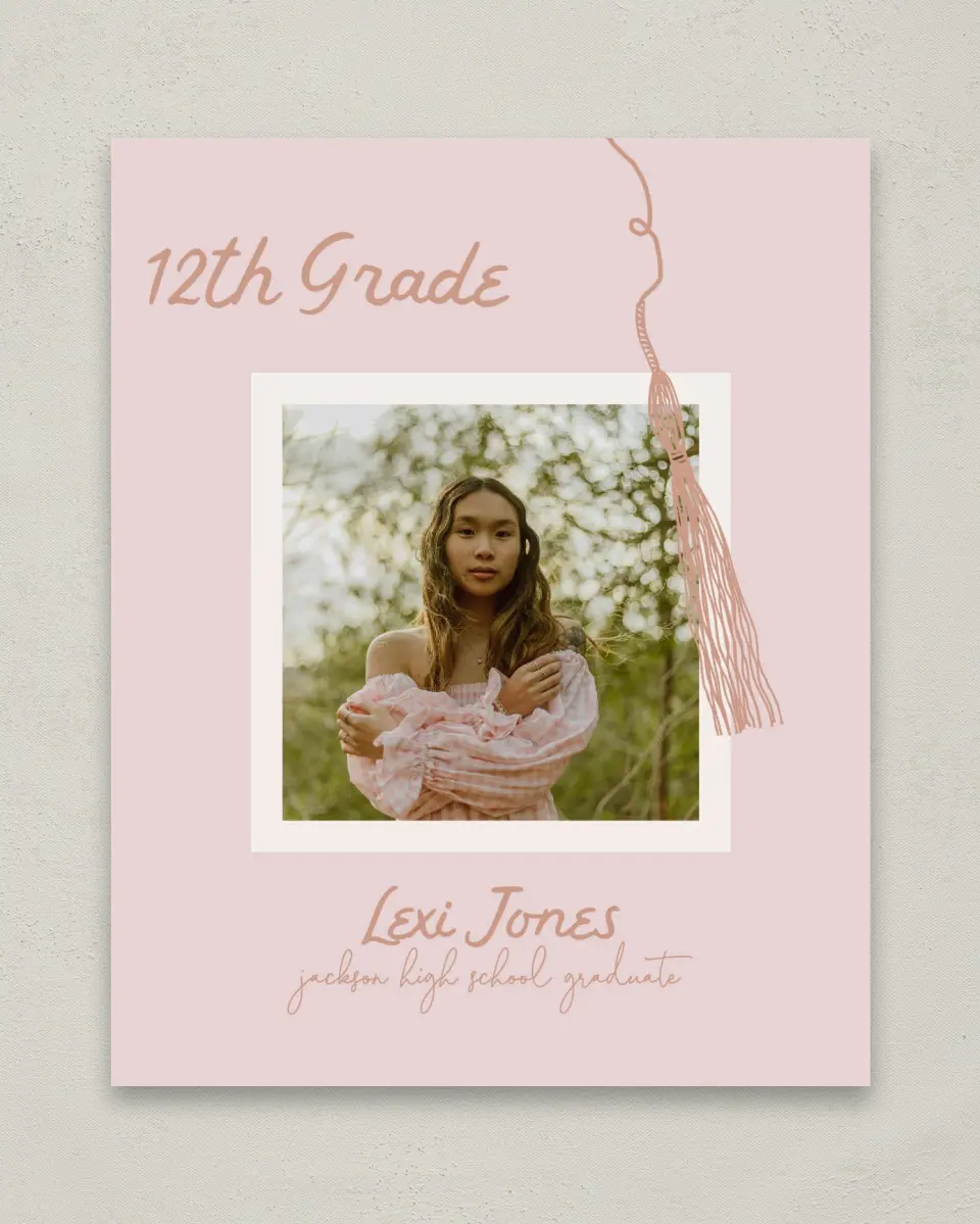 This is a 8" x 10" Photo Grad Sign called Tassels on Tassels printed in full color