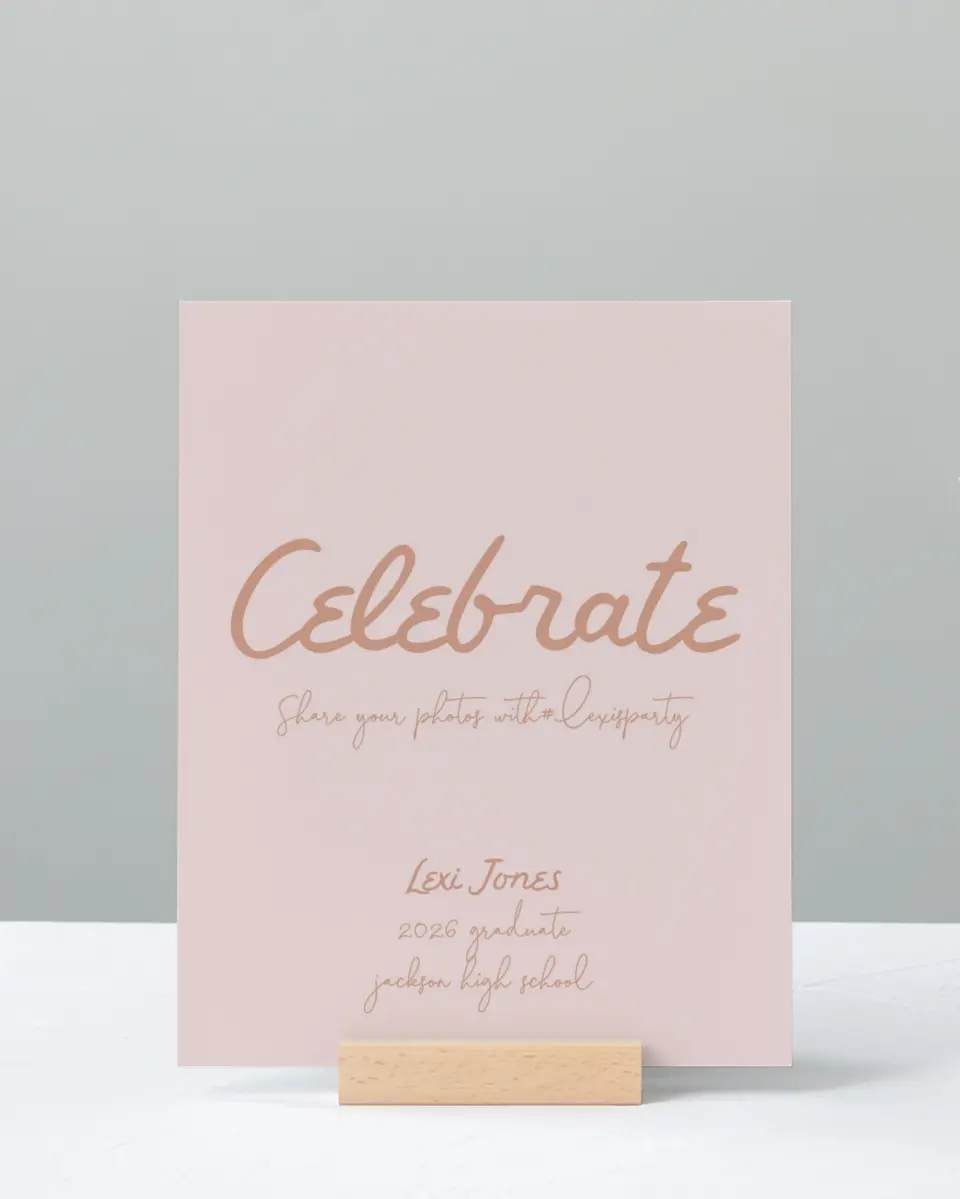This is a 8" x 10" Let's Celebrate & Snap a Photo Grad Sign called Tassels on Tassels printed in full color
