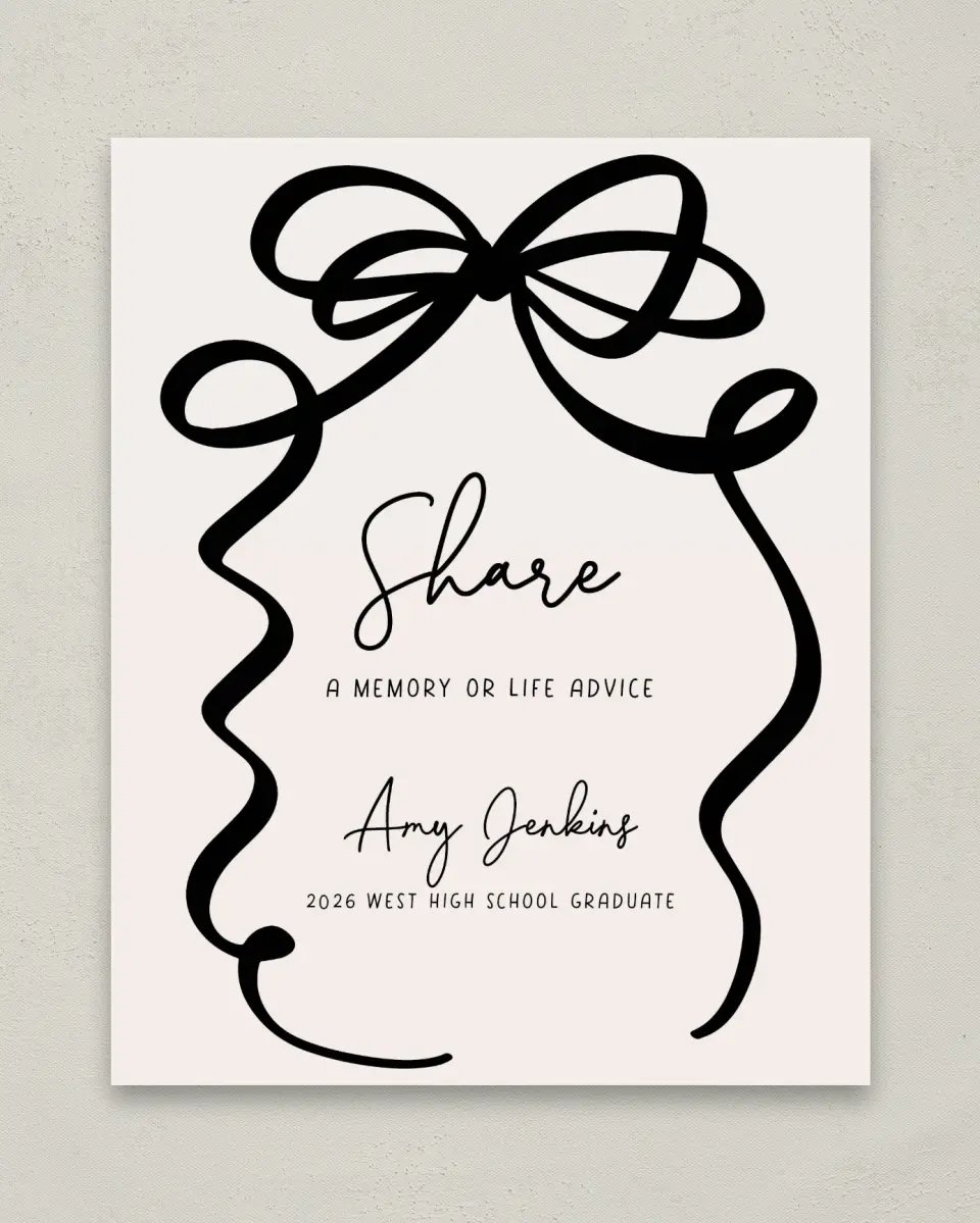 This is a 8" x 10" Memory & Advice Grad Sign called All Tied Up printed in full color