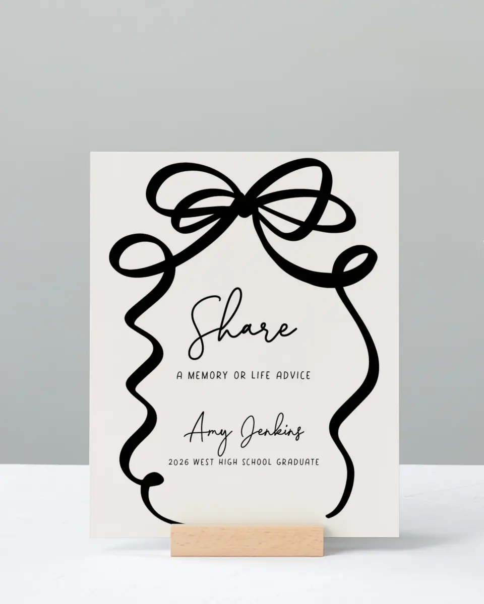 This is a 8" x 10" Memory & Advice Grad Sign called All Tied Up printed in full color