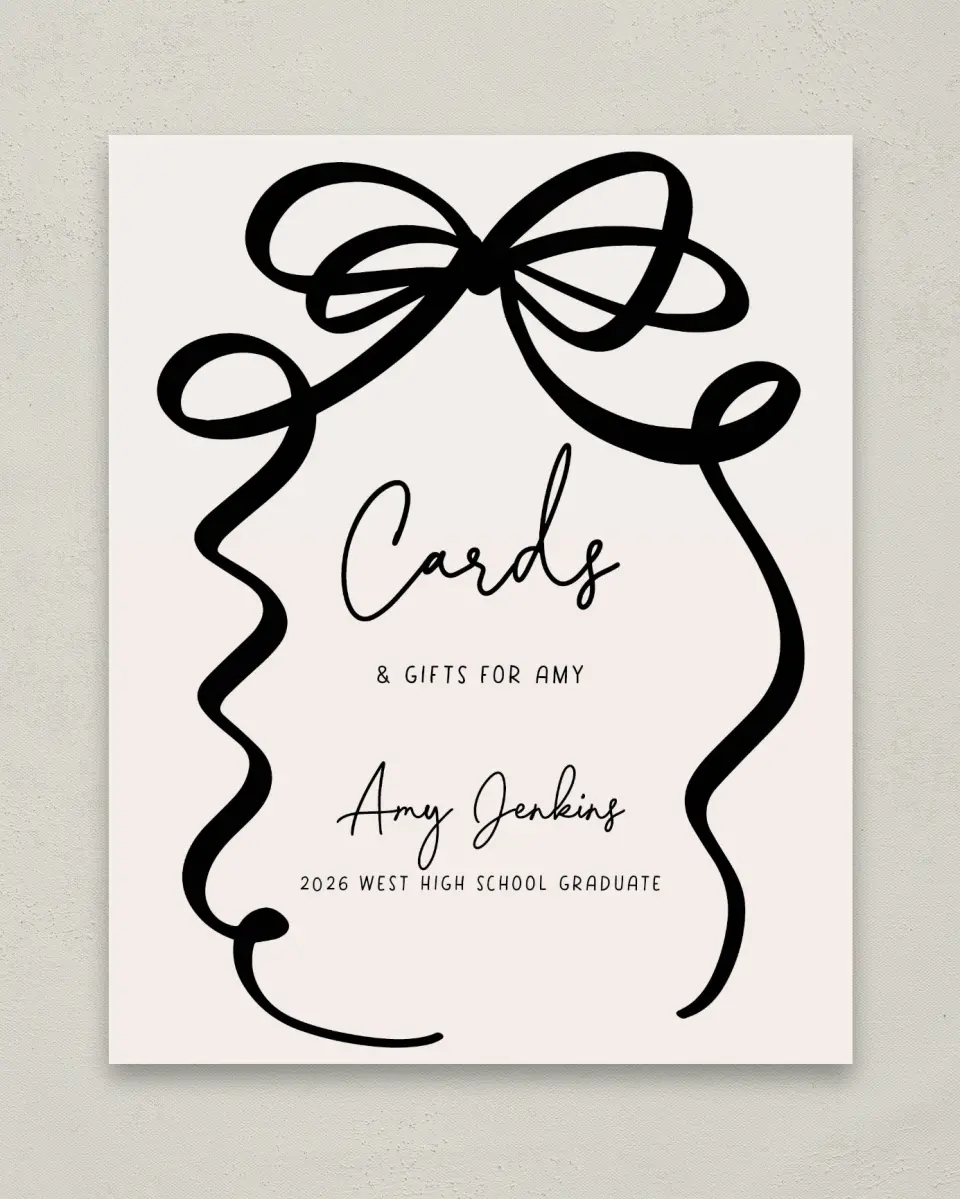This is a 8" x 10" Cards & Gifts Grad Sign called All Tied Up printed in full color with Gold foil