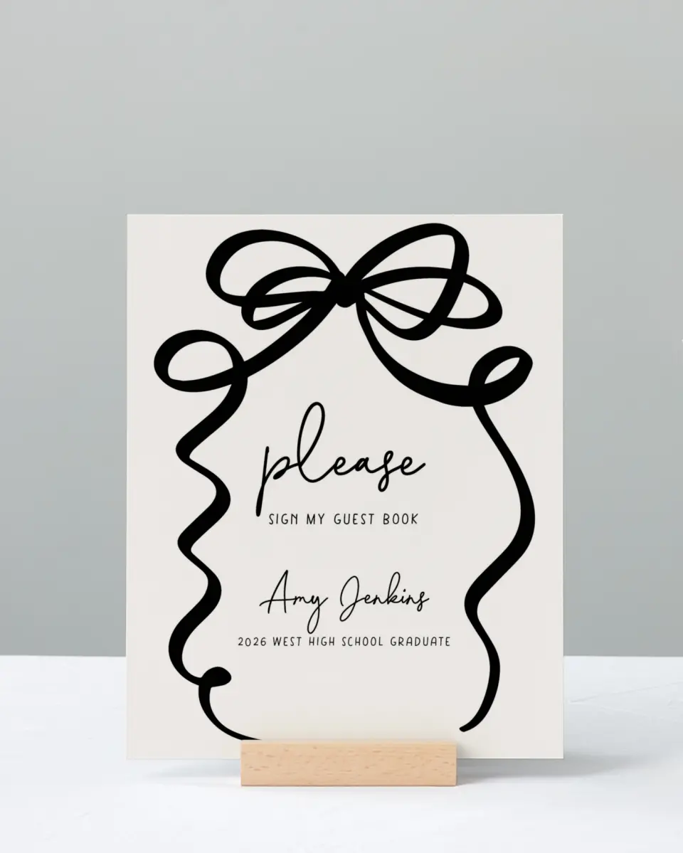 This is a 8" x 10" Guestbook Grad Sign called All Tied Up printed in full color