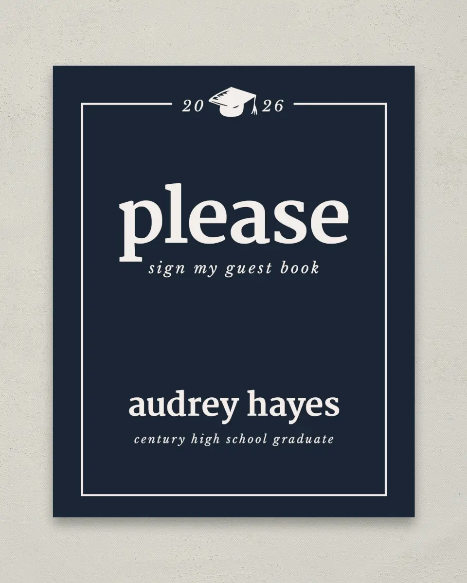 This is a 8" x 10" Guestbook Grad Sign called Framed Triumph printed in full color