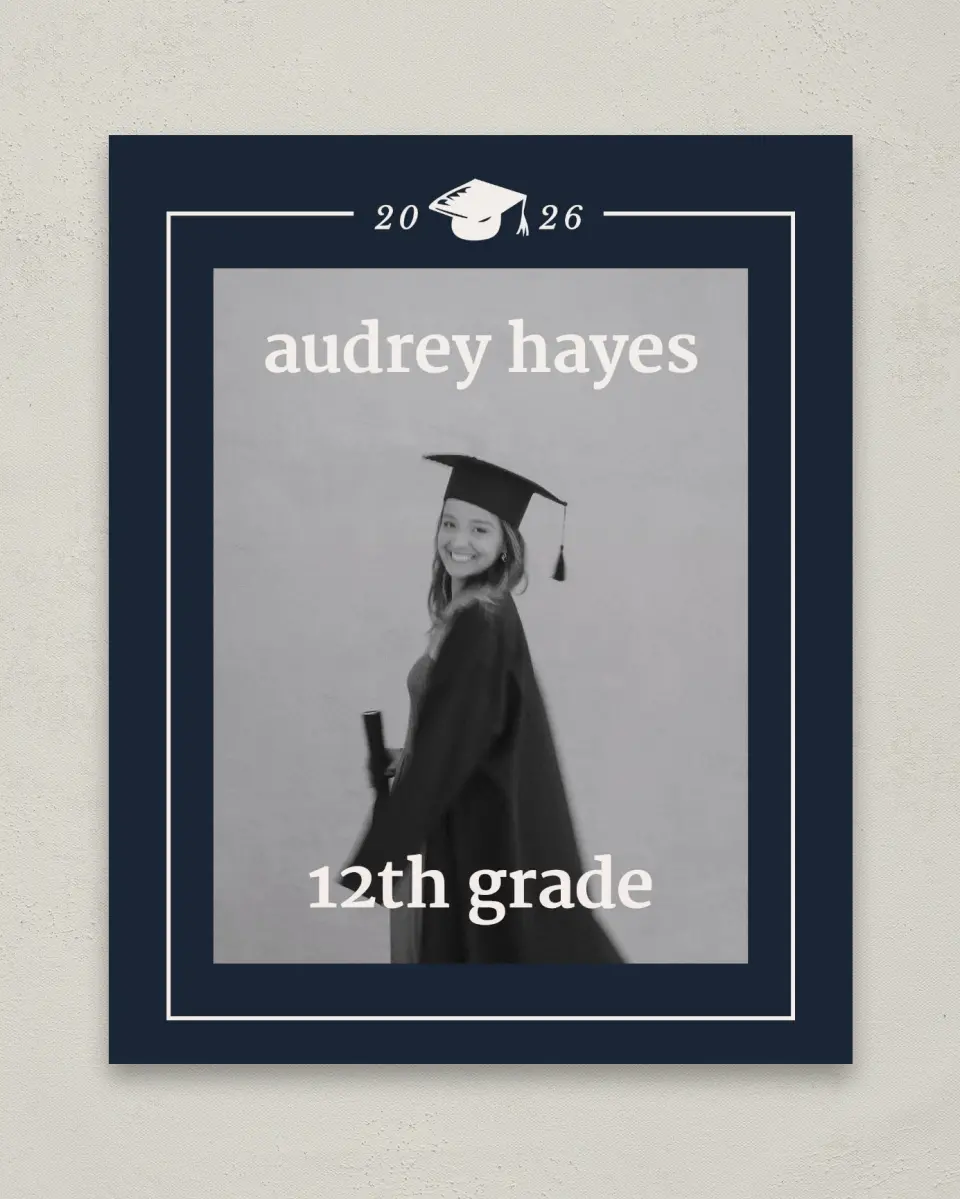 This is a 8" x 10" Photo Grad Sign called Framed Triumph printed in full color