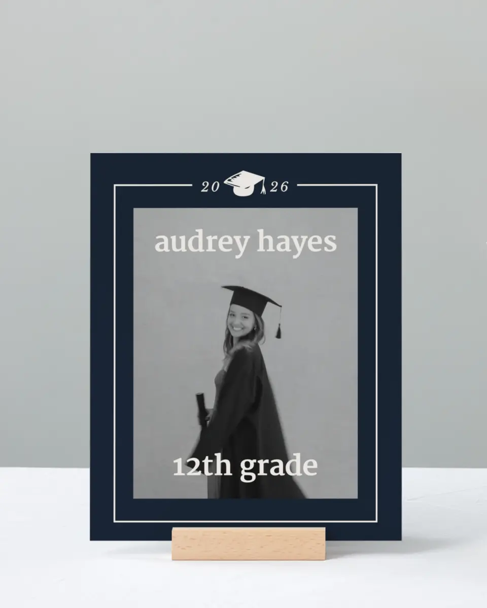 This is a 8" x 10" Photo Grad Sign called Framed Triumph printed in full color