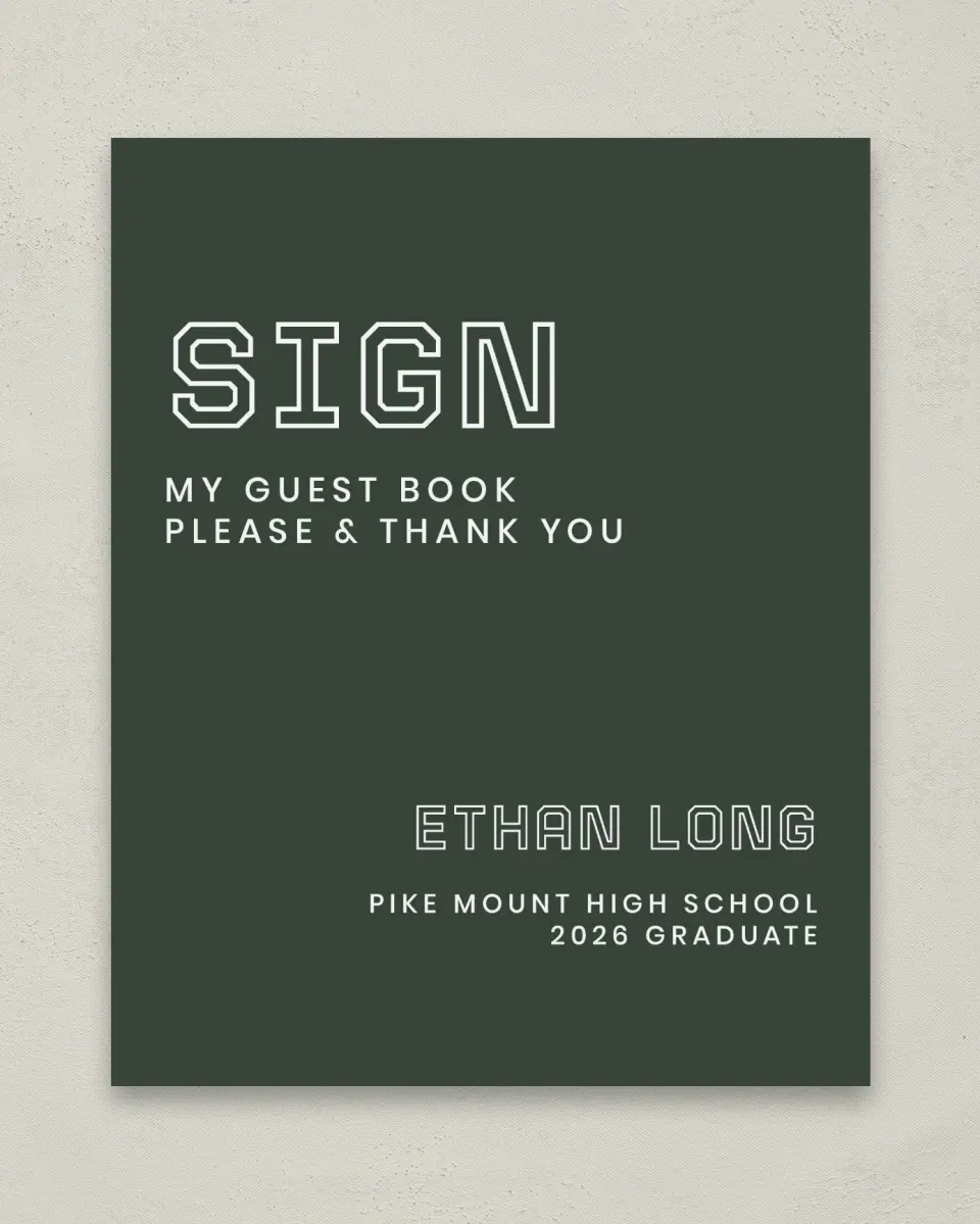 This is a 8" x 10" Guestbook Grad Sign called Athletic Achievement printed in full color with Gold foil