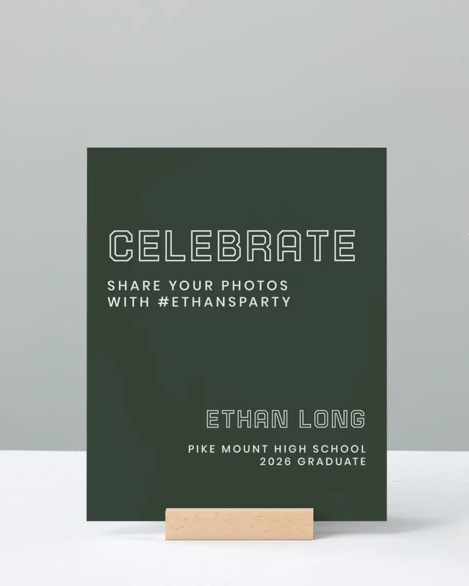 This is a 8" x 10" Let's Celebrate & Snap a Photo Grad Sign called Athletic Achievement printed in full color