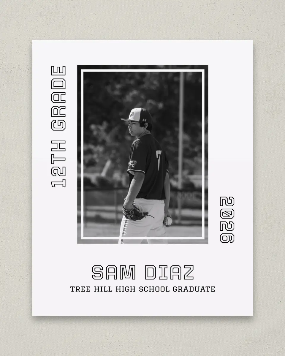 This is a 8" x 10" Photo Grad Sign called Last Run printed in full color