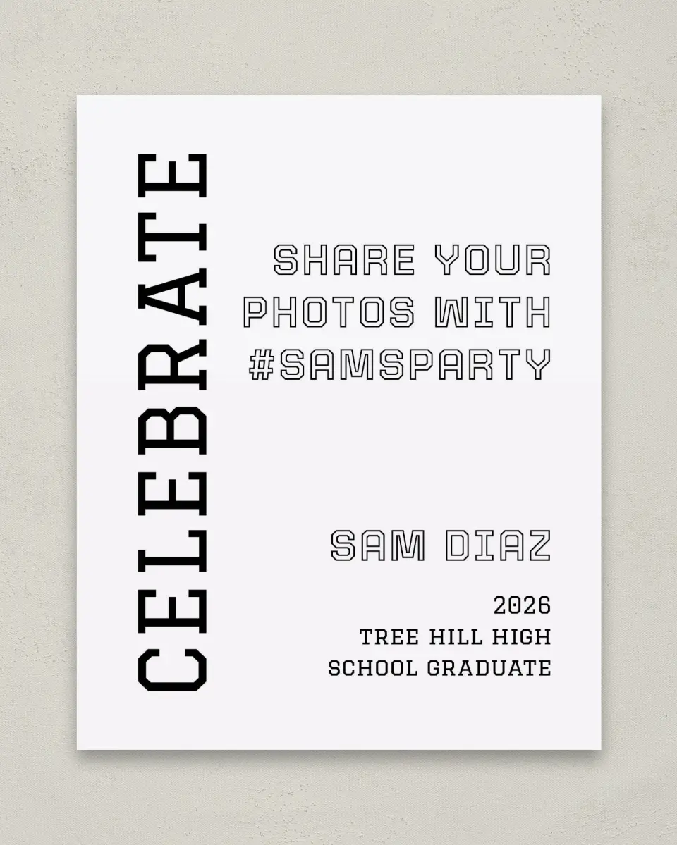 This is a 8" x 10" Let's Celebrate & Snap a Photo Grad Sign called Last Run printed in full color
