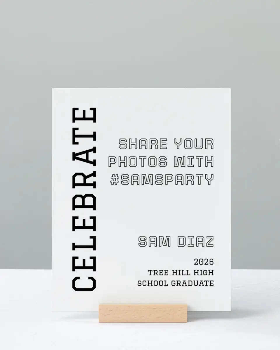 This is a 8" x 10" Let's Celebrate & Snap a Photo Grad Sign called Last Run printed in full color