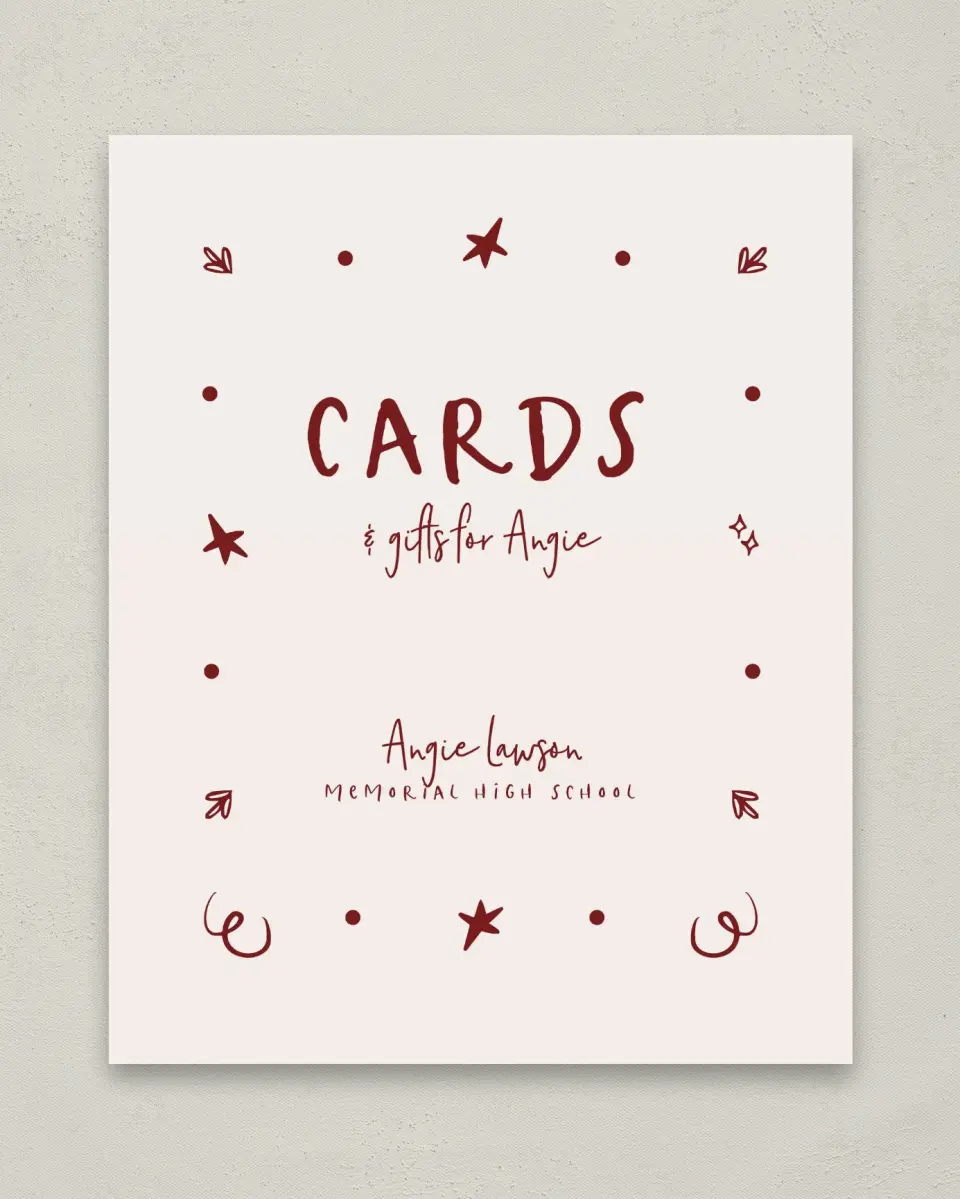 This is a 8" x 10" Cards & Gifts Grad Sign called Celebratory Confetti printed in full color