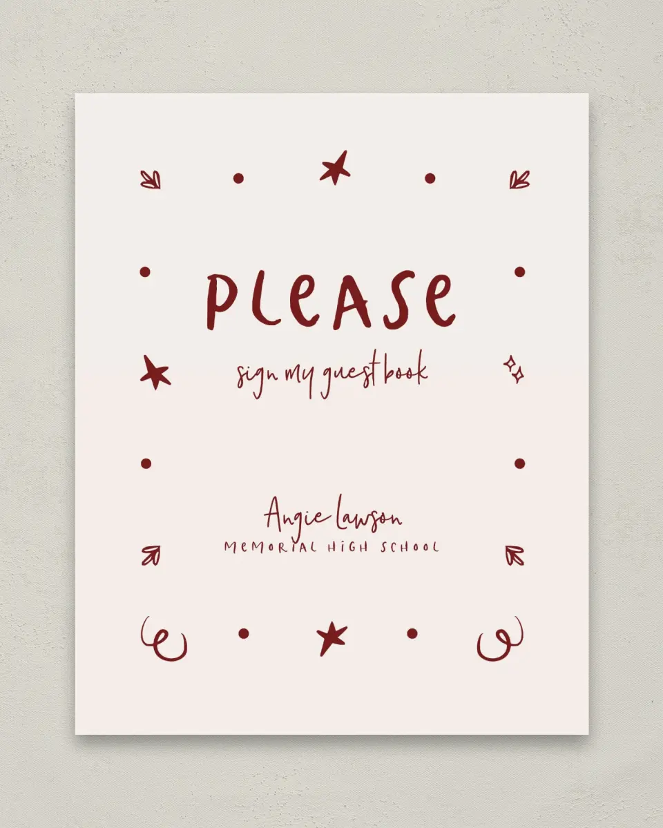 This is a 8" x 10" Guestbook Grad Sign called Celebratory Confetti printed in full color