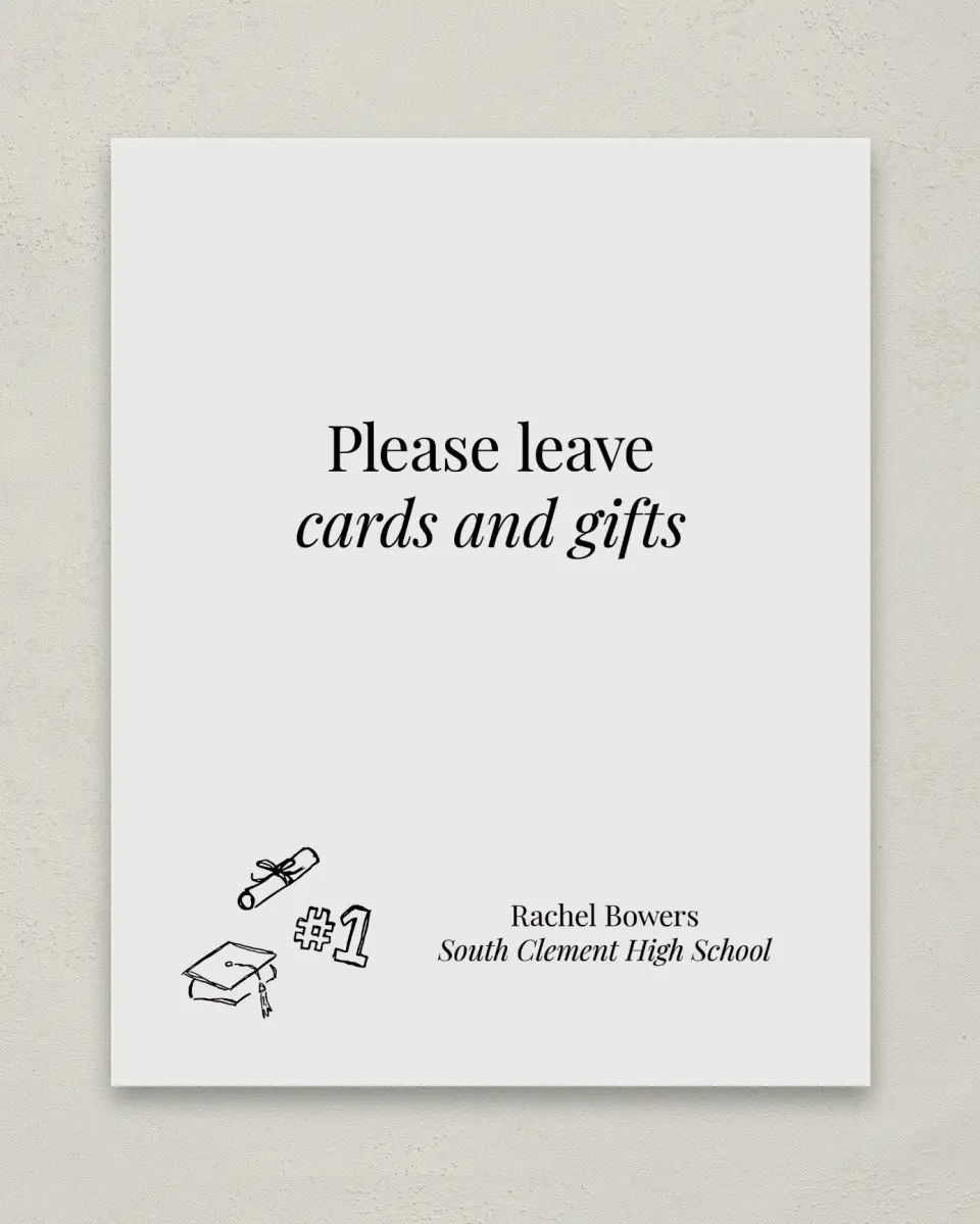 This is a 8" x 10" Cards & Gifts Grad Sign called Art of Achievement printed in full color
