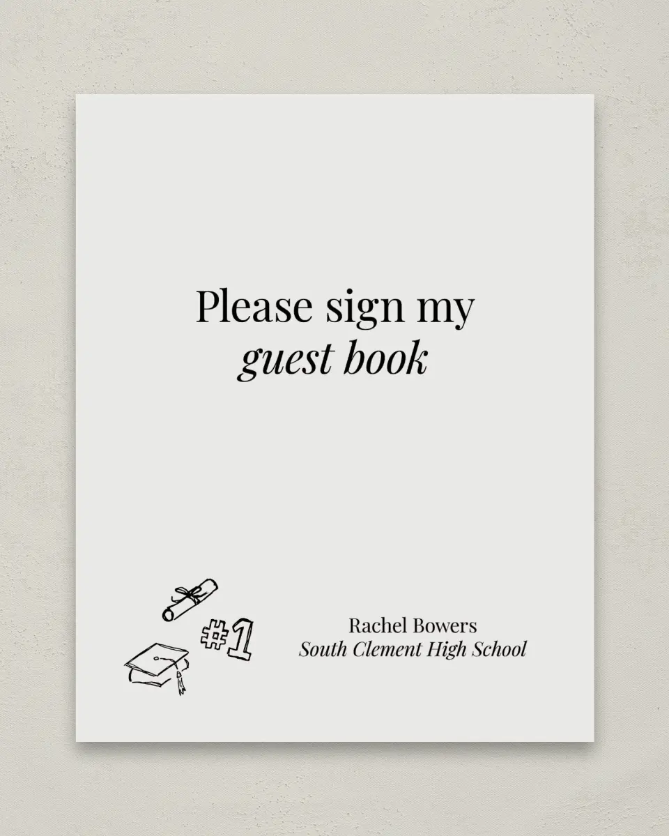 This is a 8" x 10" Guestbook Grad Sign called Art of Achievement printed in full color