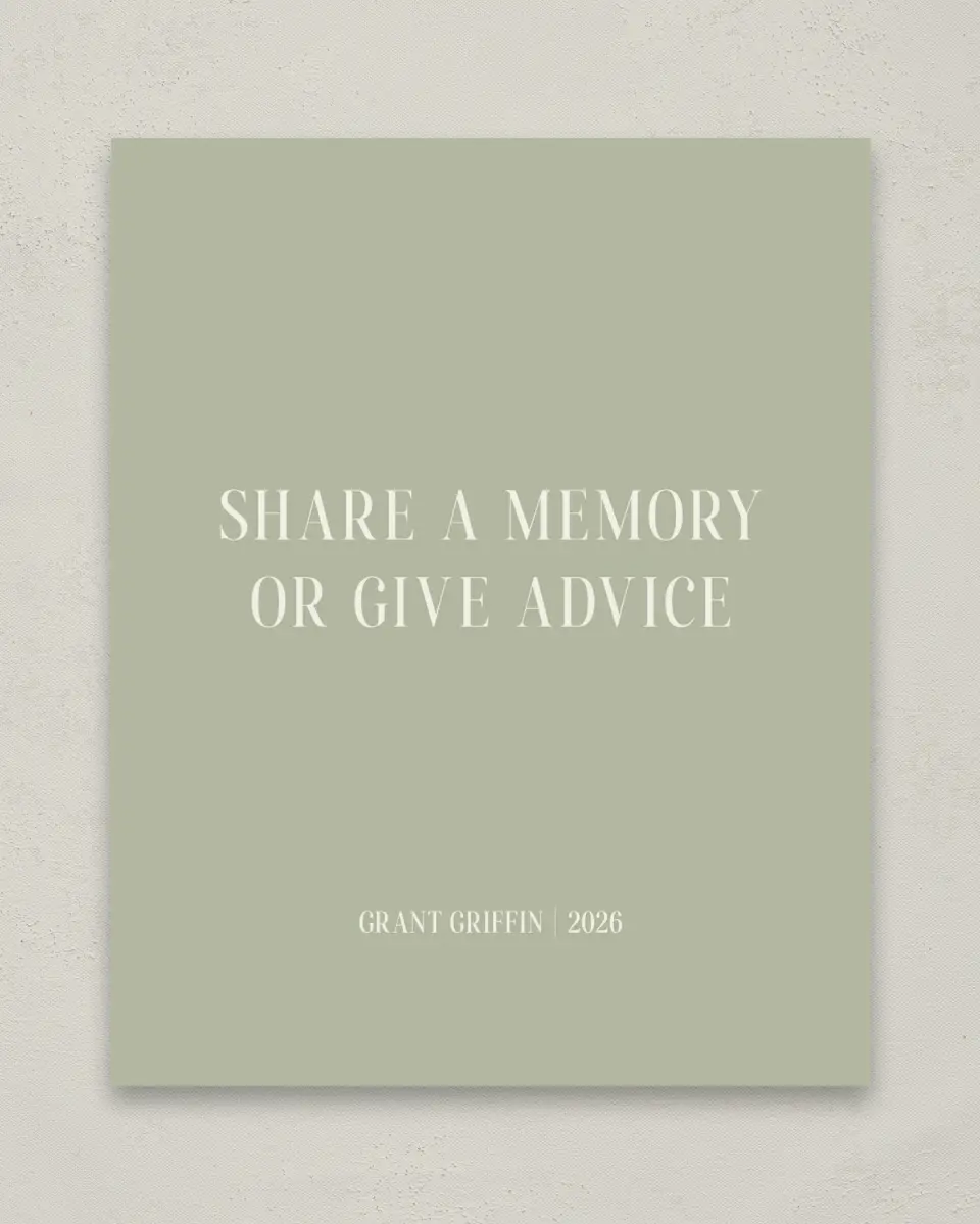 This is a 8" x 10" Memory & Advice Grad Sign called Photo Booth printed in full color