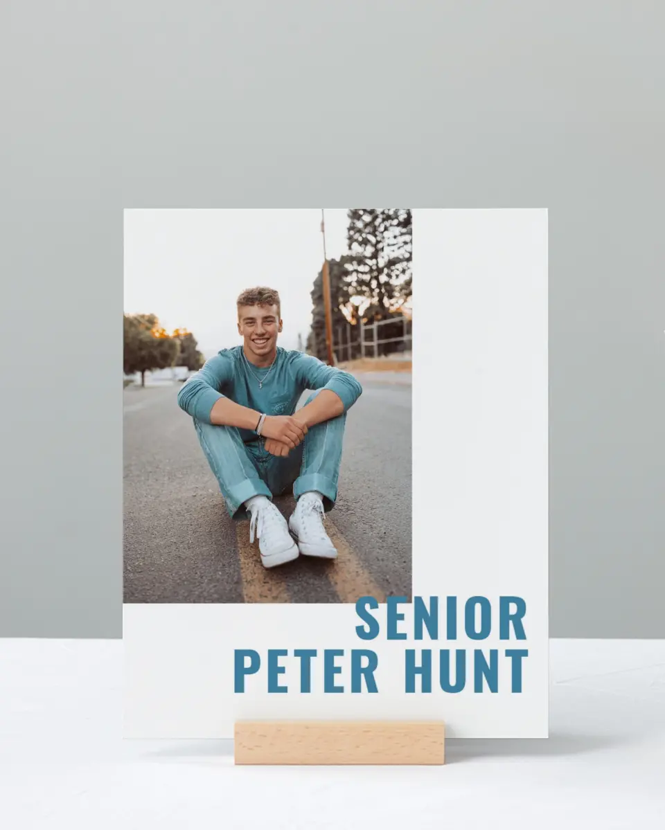 This is a 8" x 10" Photo Grad Sign called Modern Milestone printed in full color