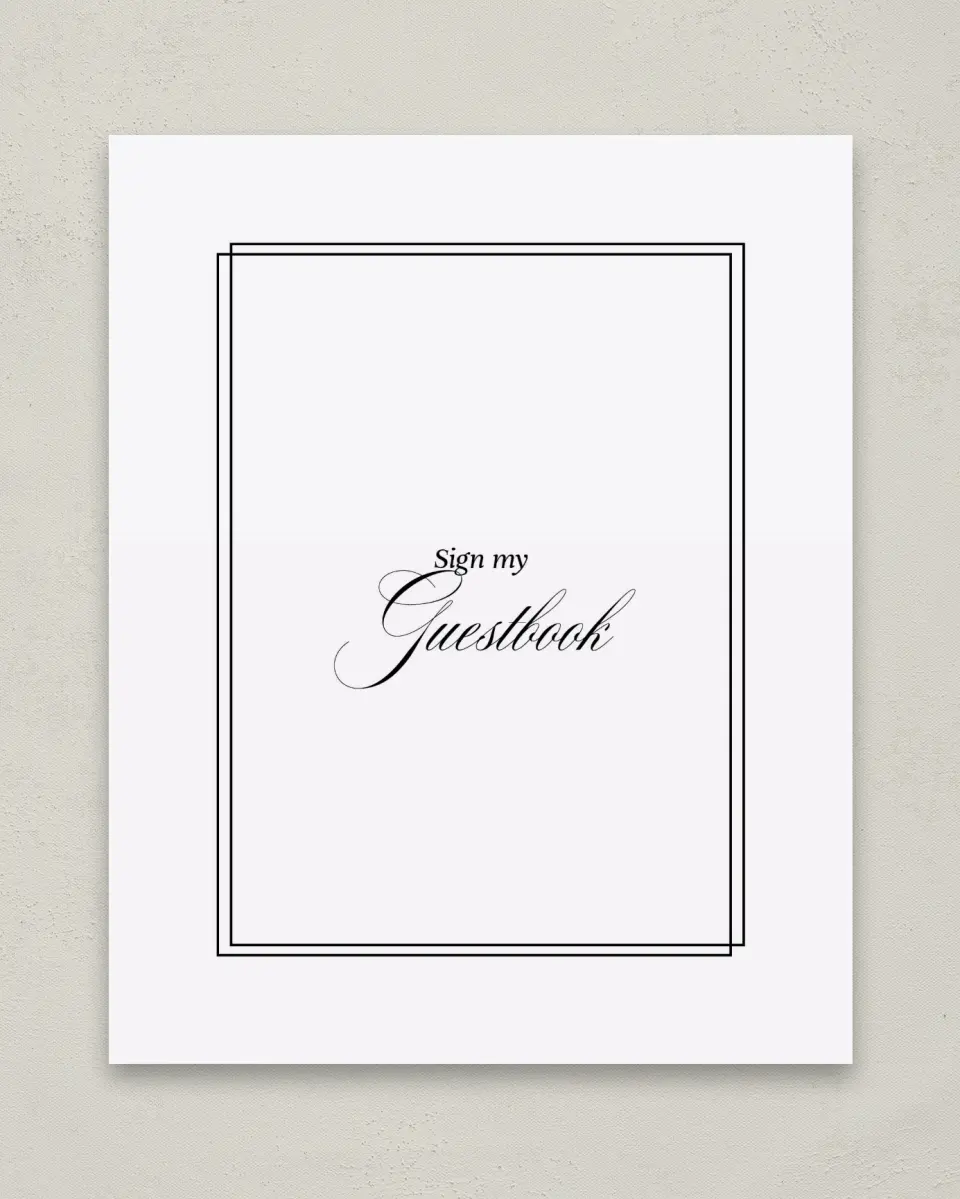 This is a 8" x 10" Guestbook Grad Sign called Elegant Grad printed in full color