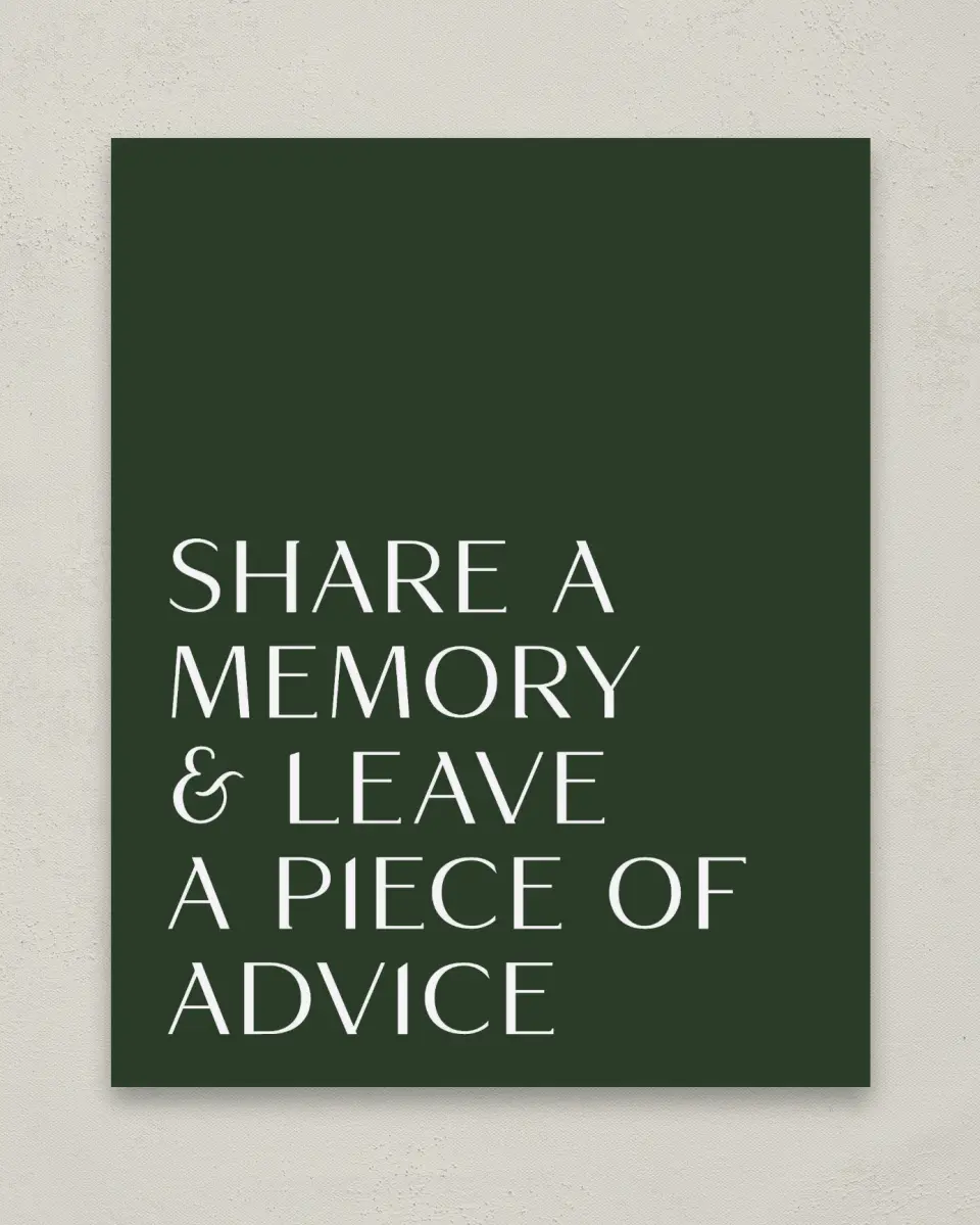 This is a 8" x 10" Memory & Advice Grad Sign called Spotlight Grad printed in full color