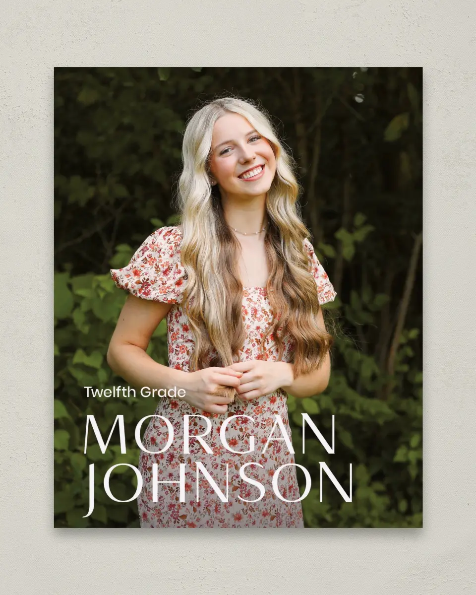 This is a 8" x 10" Photo Grad Sign called Spotlight Grad printed in full color