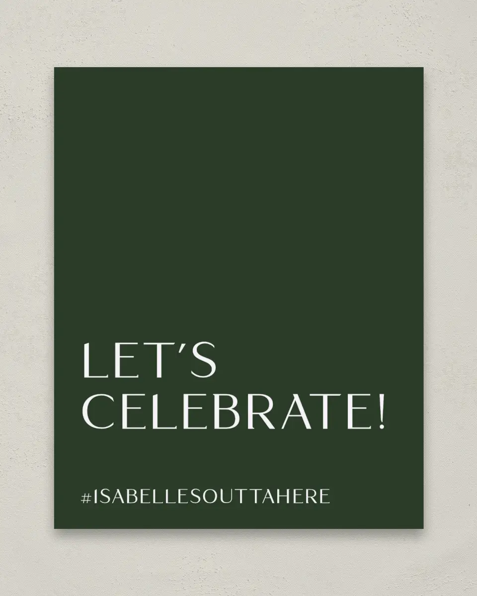 This is a 8" x 10" Let's Celebrate & Snap a Photo Grad Sign called Spotlight Grad printed in full color