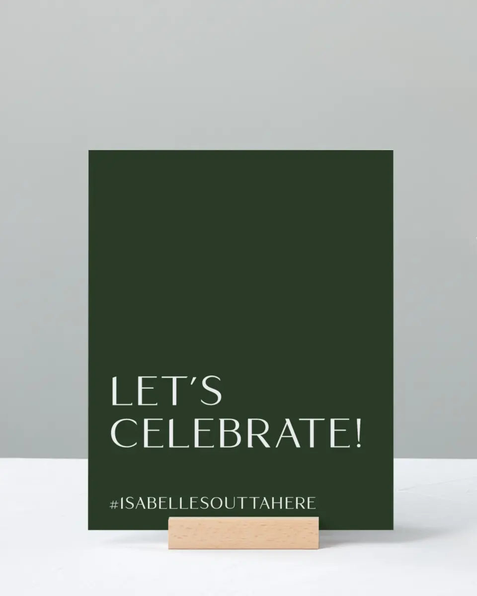 This is a 8" x 10" Let's Celebrate & Snap a Photo Grad Sign called Spotlight Grad printed in full color