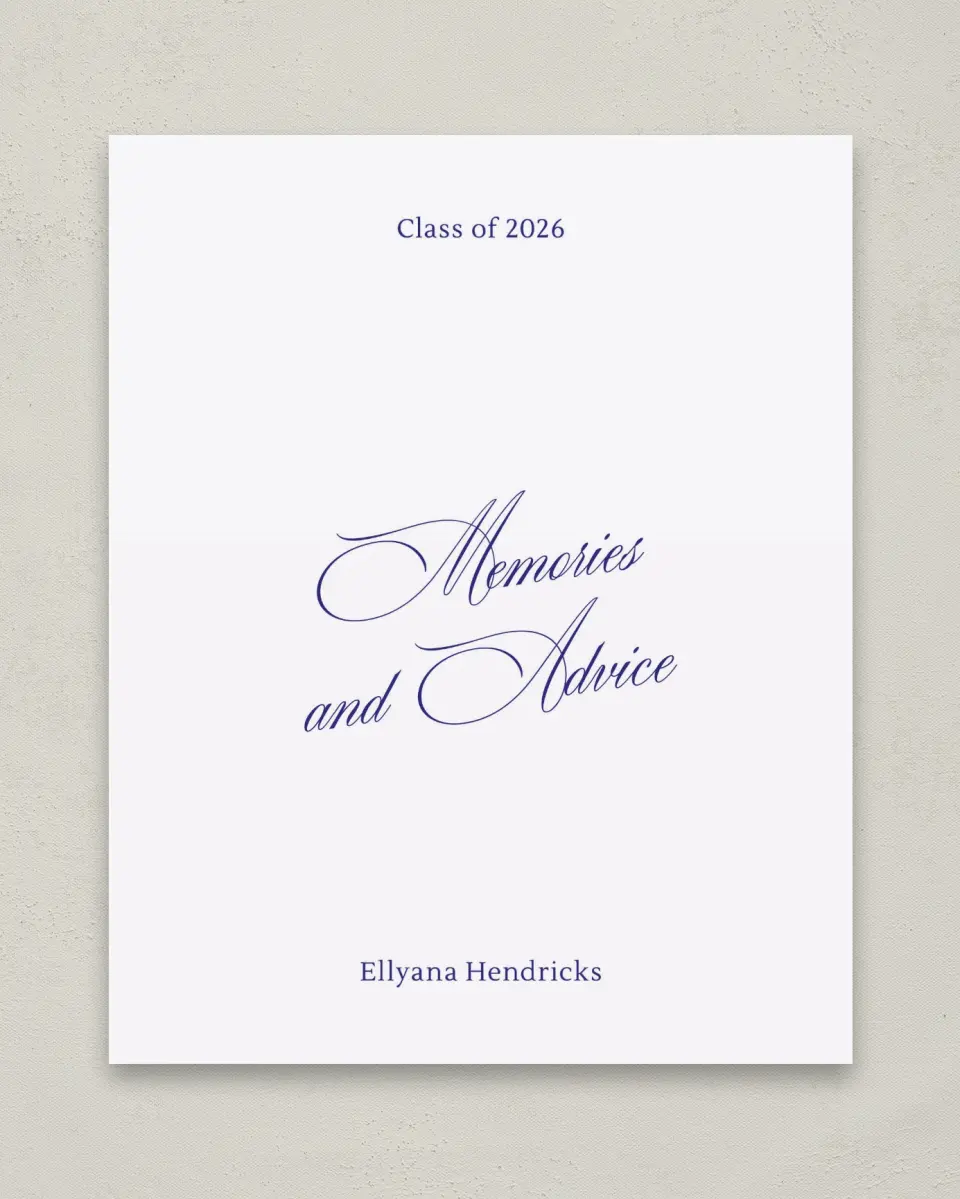 This is a 8" x 10" Memory & Advice Grad Sign called Elegantly Graduated printed in full color