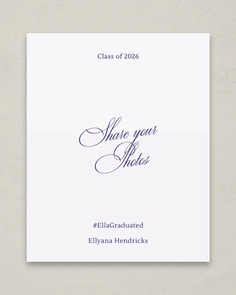 This is a 8" x 10" Let's Celebrate & Snap a Photo Grad Sign called Elegantly Graduated printed in full color