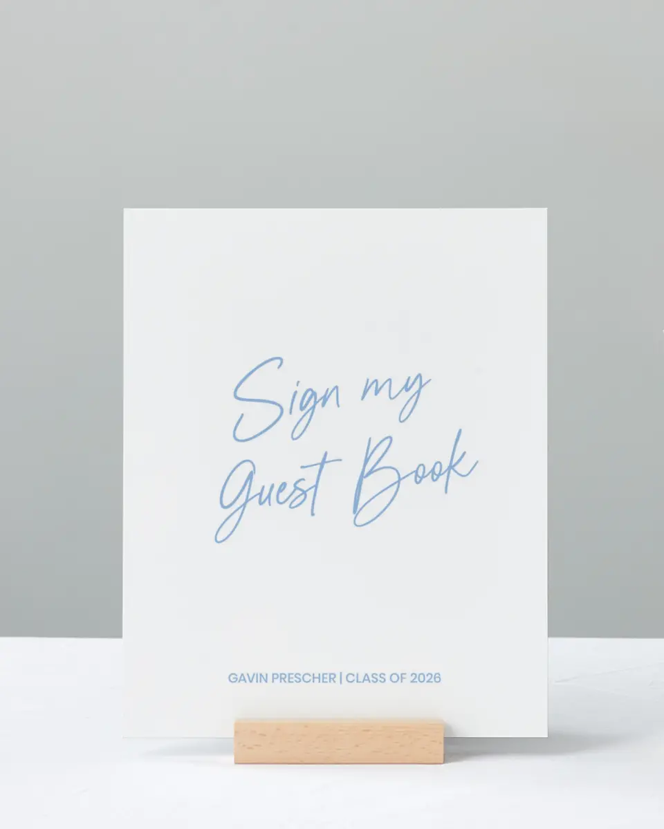 This is a 8" x 10" Guestbook Grad Sign called Simple Grad printed in full color