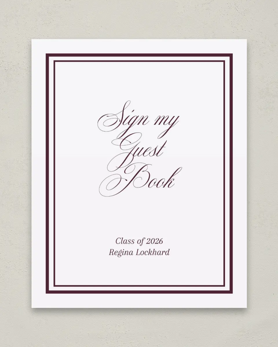 This is a 8" x 10" Guestbook Grad Sign called Timeless Frame printed in full color