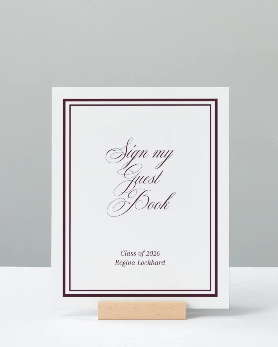 This is a 8" x 10" Guestbook Grad Sign called Timeless Frame printed in full color