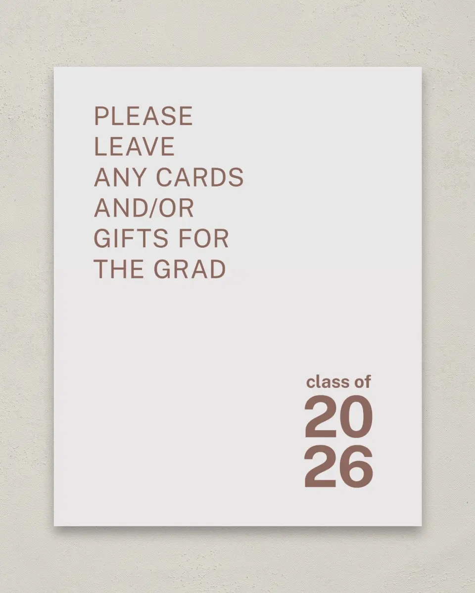 This is a 8" x 10" Cards & Gifts Grad Sign called Graduation Time printed in full color