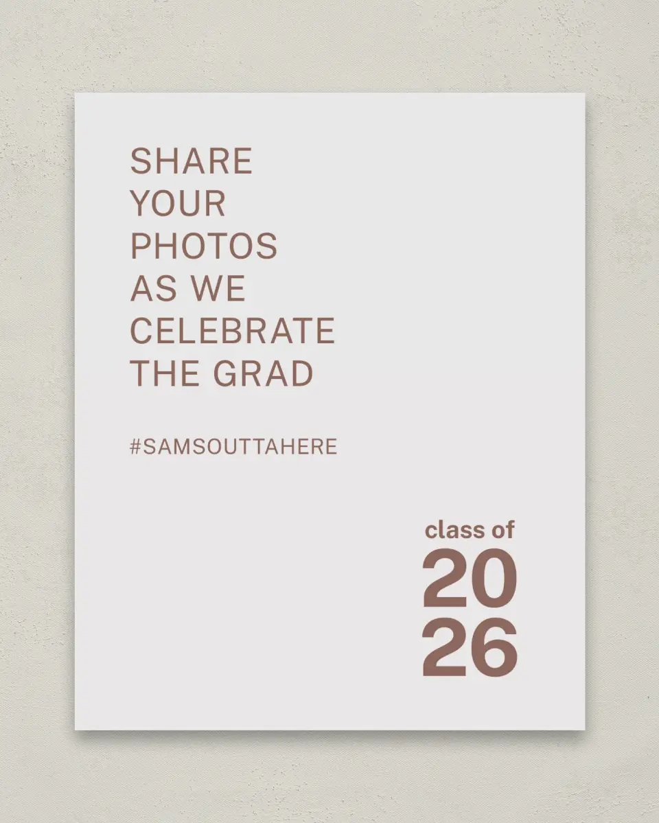 This is a 8" x 10" Let's Celebrate & Snap a Photo Grad Sign called Graduation Time printed in full color