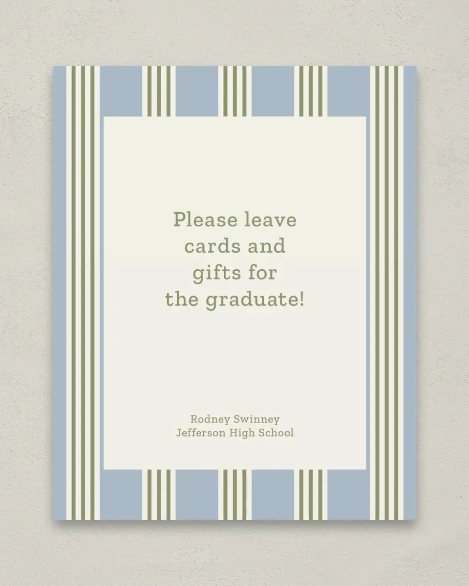 This is a 8" x 10" Cards & Gifts Grad Sign called Framed in Excellence printed in full color