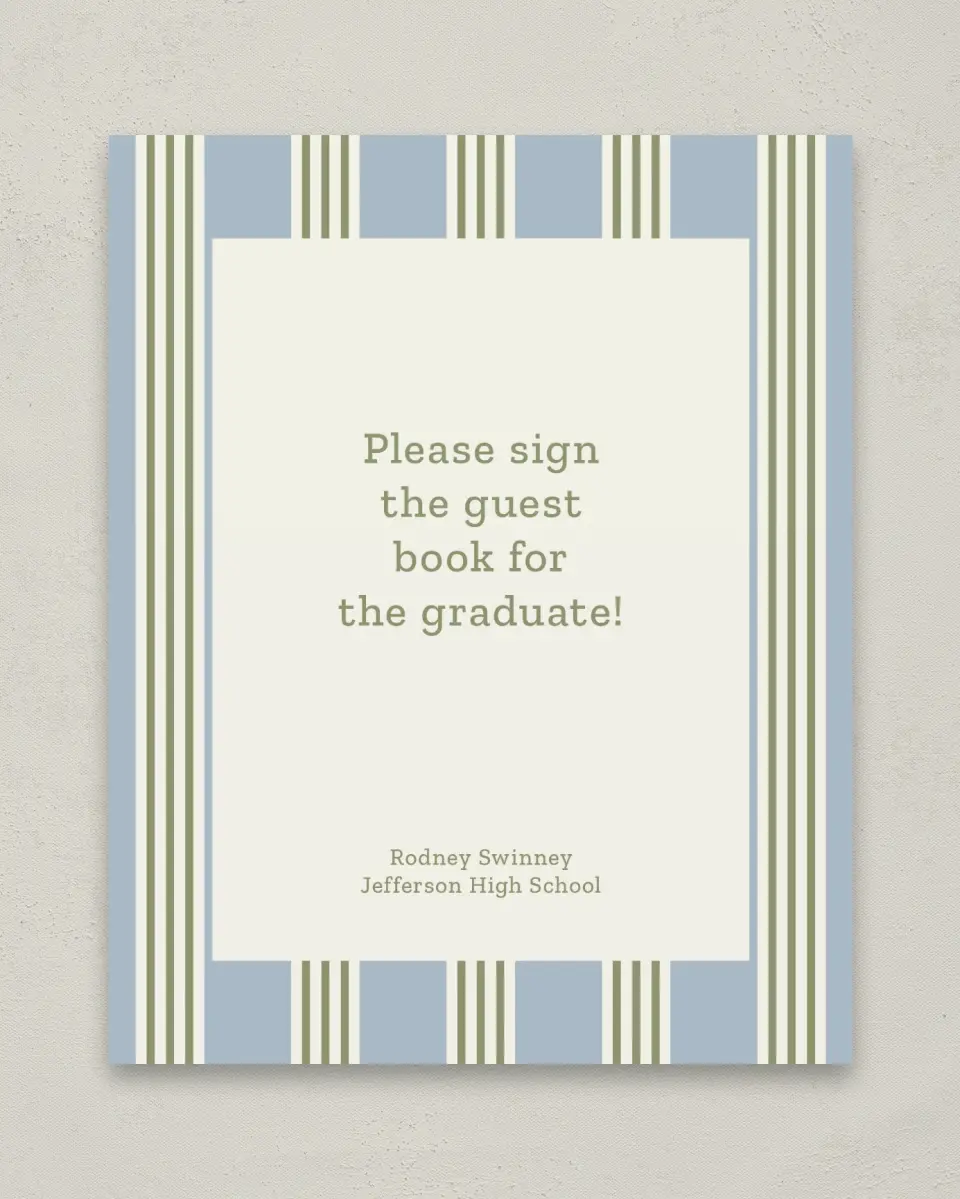 This is a 8" x 10" Guestbook Grad Sign called Framed in Excellence printed in full color
